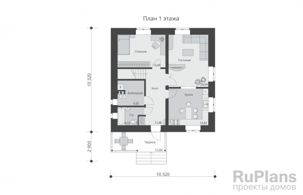 Планировка Проект двухэтажного дома с террасой Rg5457