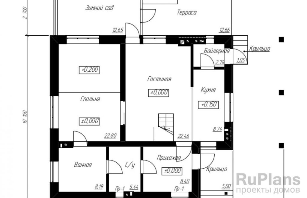 Планировка Проект одноэтажного дома с мансардой Rg4838