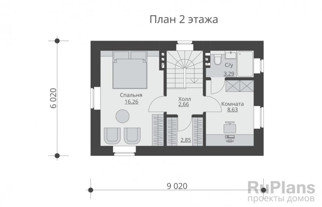 Планировка Двухэтажный дом с террасой Rg5852