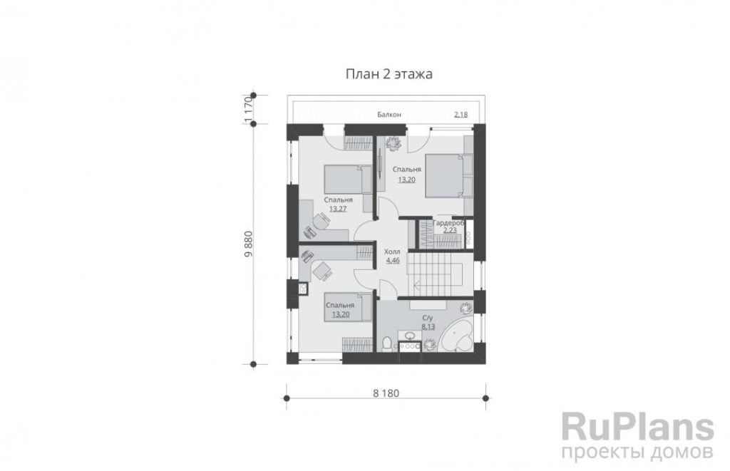 Планировка Проект двухэтажного дома с террасой Rg5676