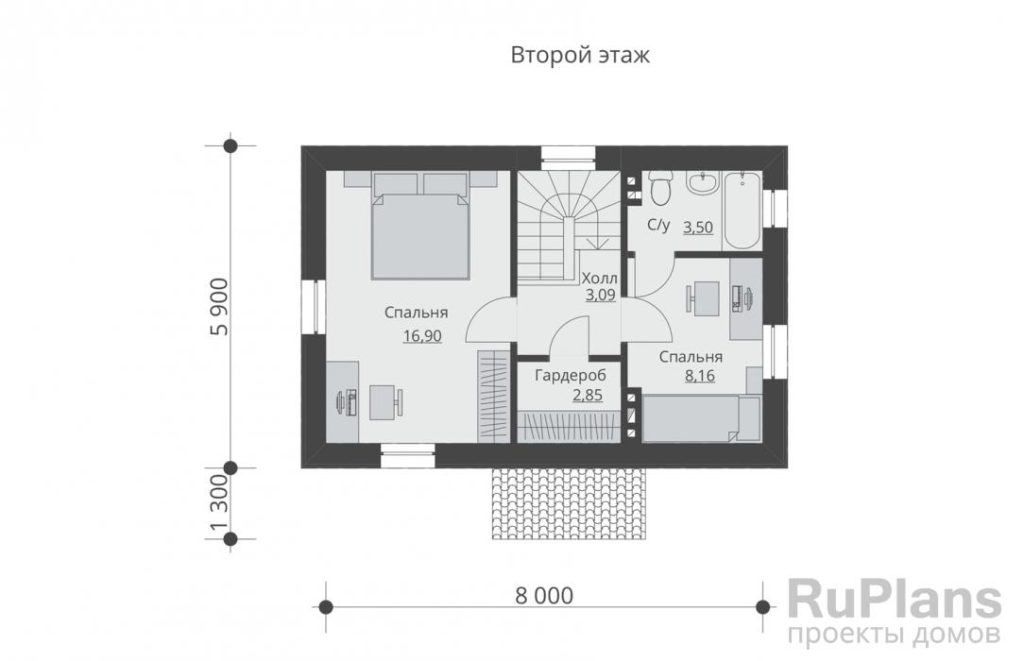Планировка Проект компактного двухэтажного коттеджа Rg4973