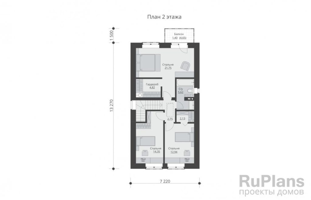 Планировка Двухэтажный дом с террасой и балконом Rg5882