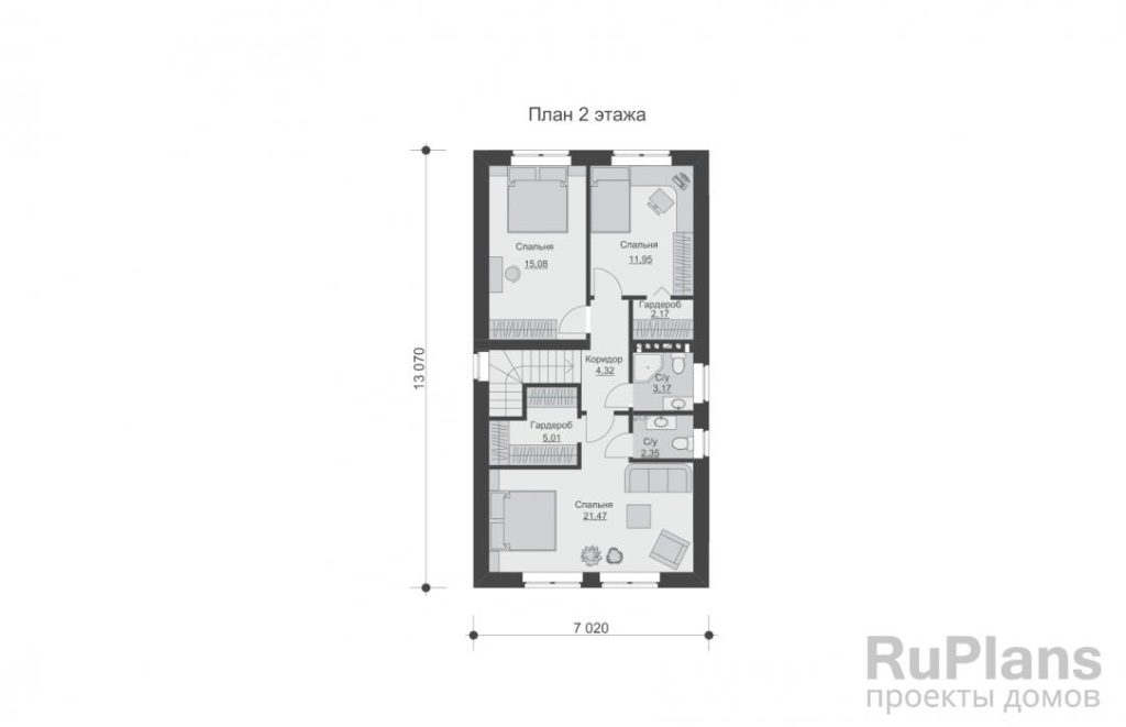 Планировка Проект двухэтажного дома с террасой Rg5645