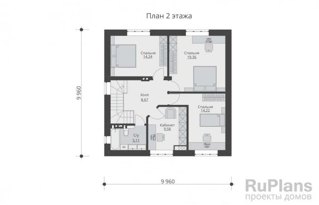 Планировка Проект двухэтажного дома с террасой Rg5813