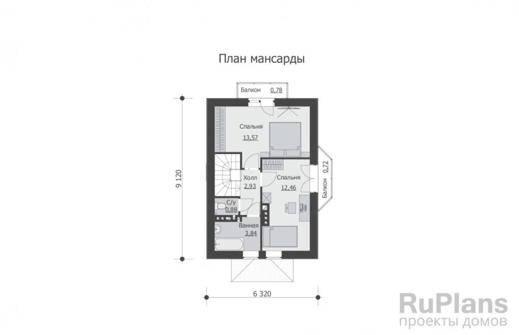 Планировка Проект индивидуального одноэтажного жилого дома с подвалом и мансардой Rg5721