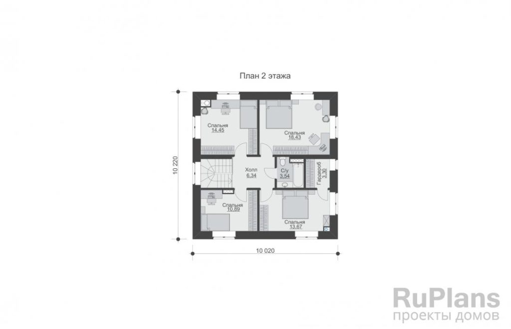 Планировка Двухэтажный жилой дом Rg5838