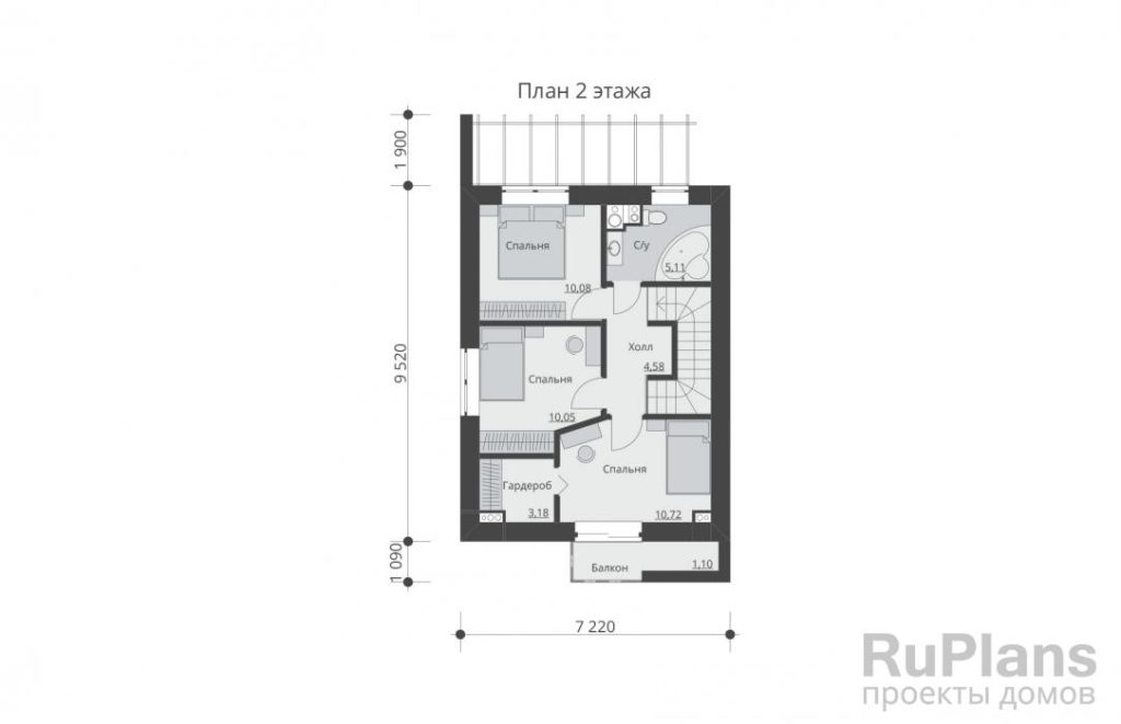 Планировка Проект двухэтажного дома с террасой Rg5604