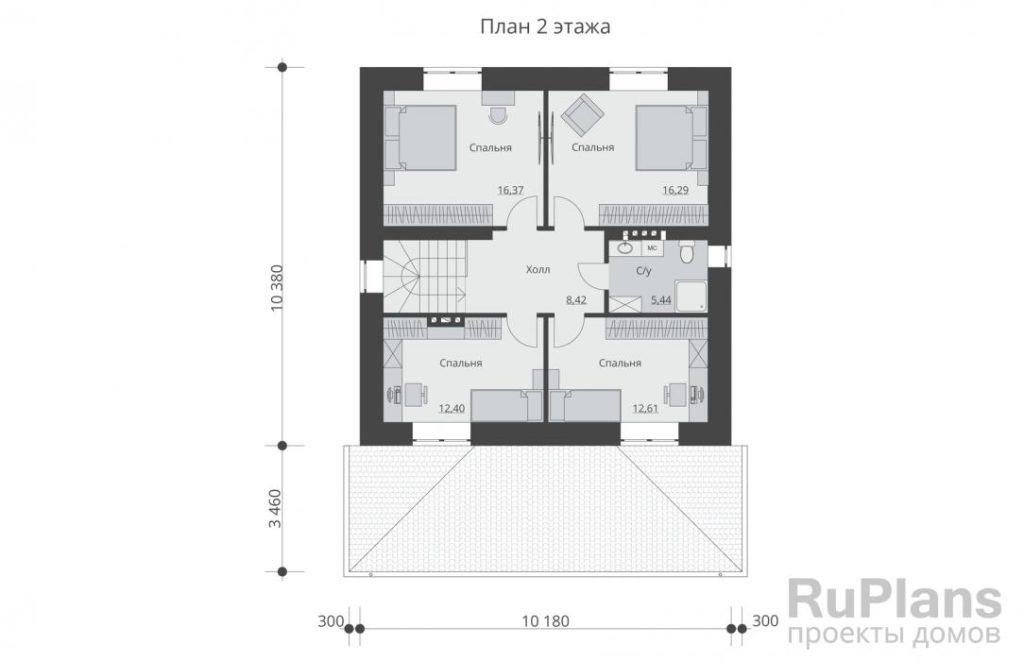 Планировка Двухэтажный дом с террасой и четырьми спальнями Rg5994