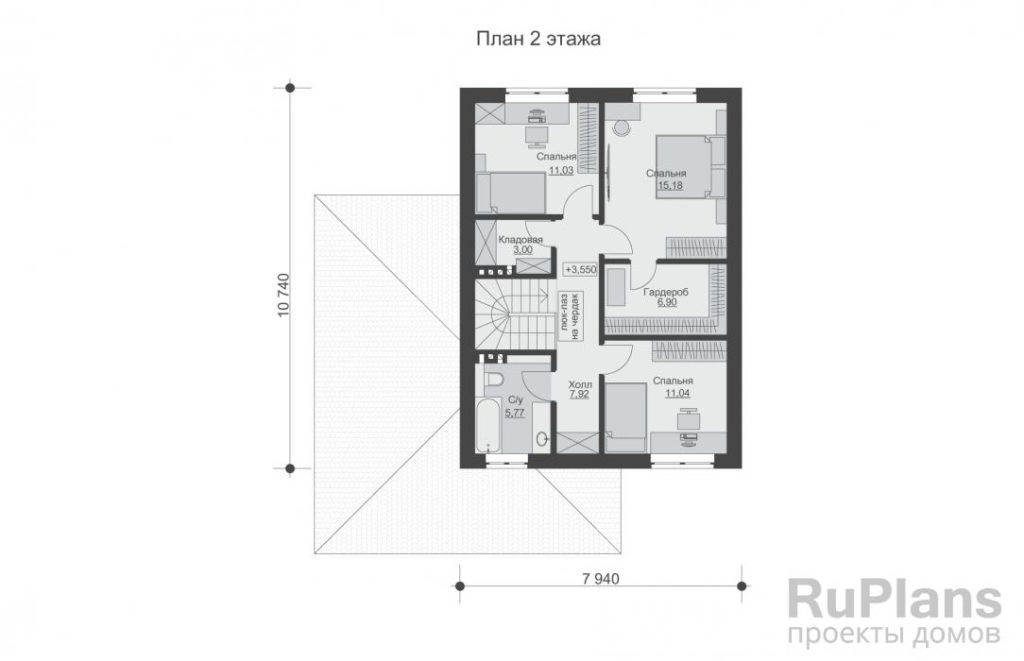 Планировка Двухэтажный дом с гаражом и четырьмя спальнями Rg6600