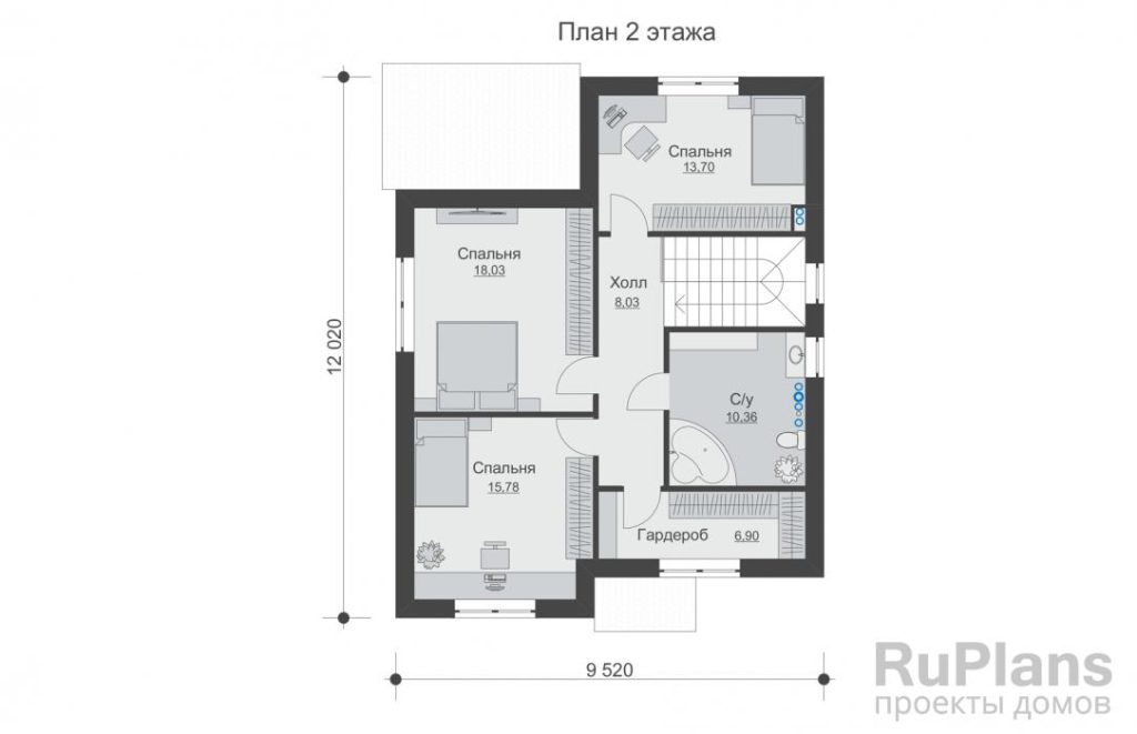 Планировка Двухэтажный жилой дом с террасой Rg5712