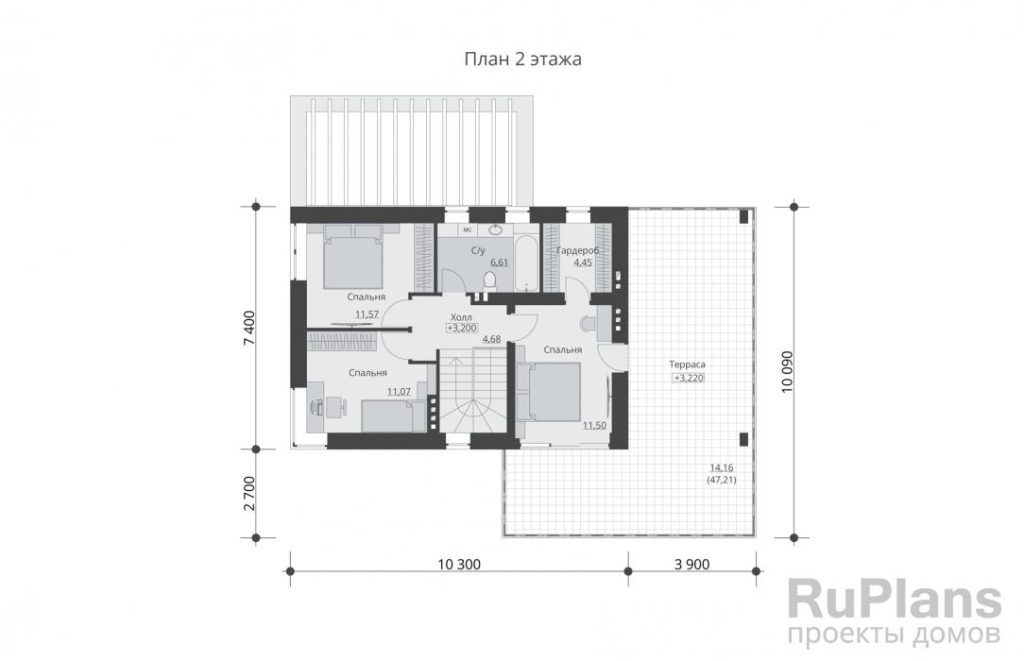 Планировка Двухэтажный дом с гаражом, кабинетом и террасой Rg6021