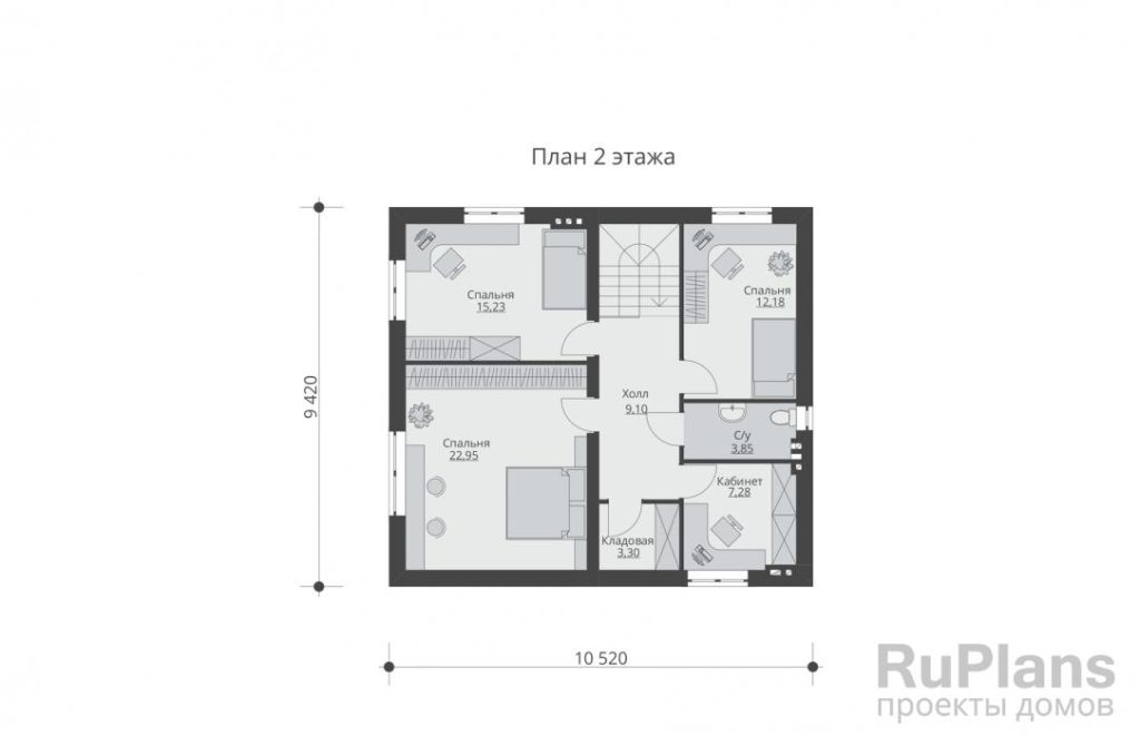 Планировка Проект индивидуального двухэтажного жилого дома с террасой Rg5538