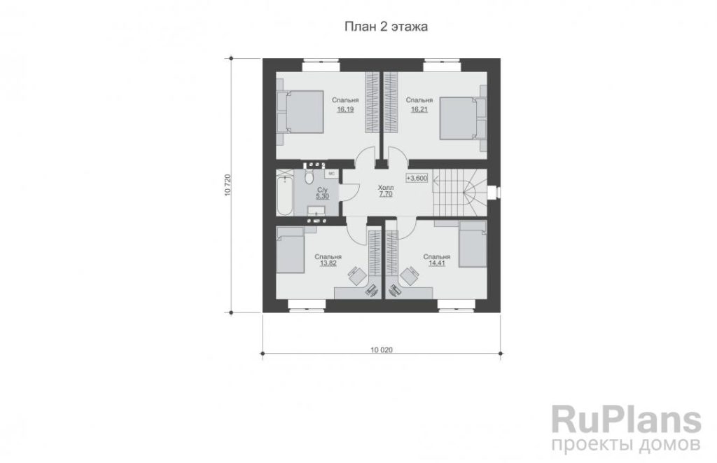 Планировка Двухэтажный дом с террасой и пятью спальнями Rg6310