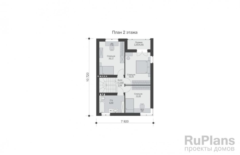 Планировка Двухэтажный  дом с гаражом и террасой Rg5891