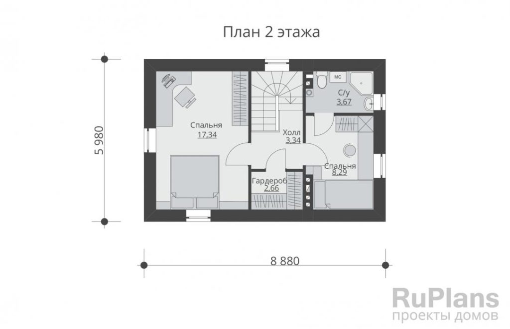 Планировка Проект индивидуального двухэтажного жилого дома Rg5537