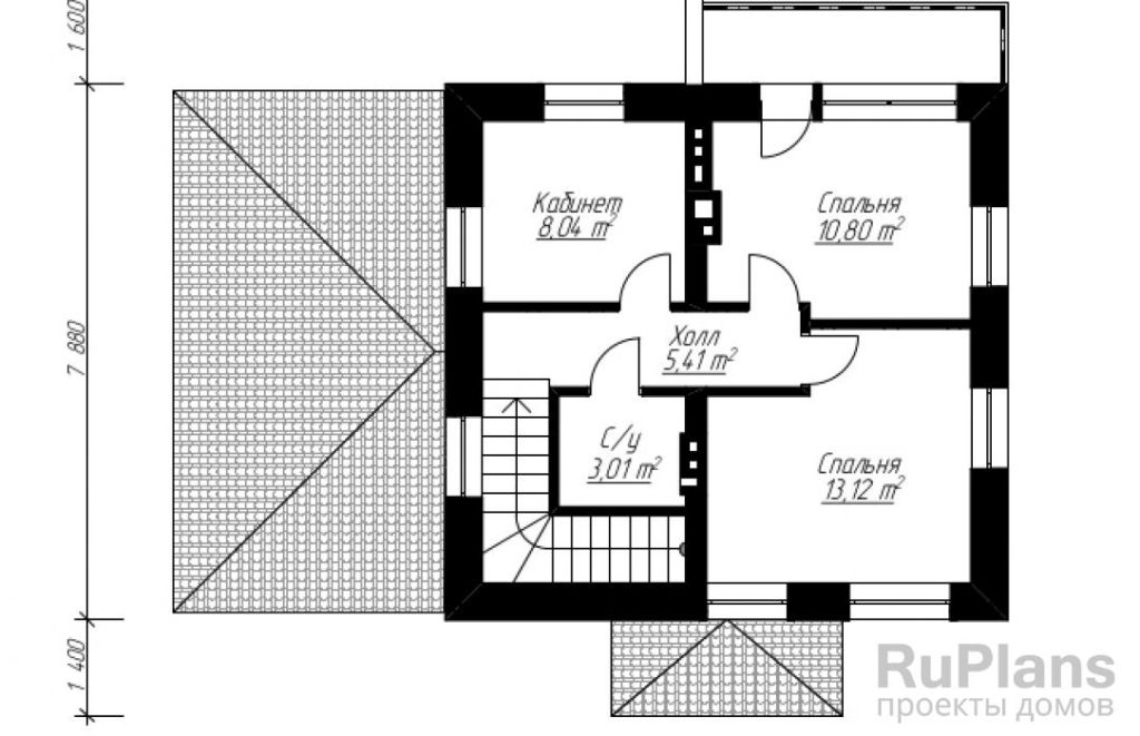 Планировка Компактный коттедж с гаражом Rg3455