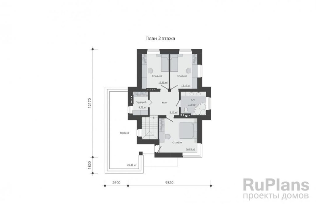 Планировка Двухэтажный дом с гаражом и террасами Rg5359