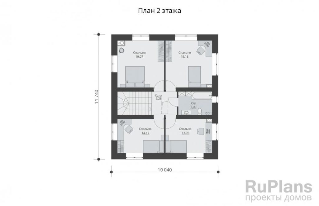 Планировка Двухэтажный жилой дом Rg5824