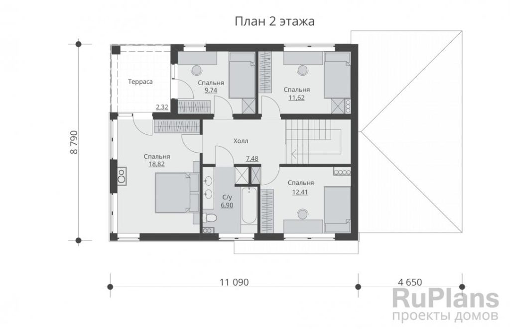 Планировка Проект двухэтажного жилого дома с гаражом и террасами Rg5184