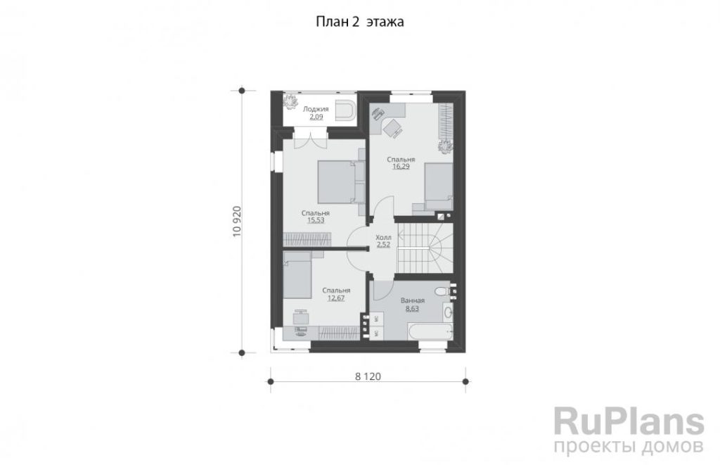 Планировка Двухэтажный дом с гаражом и террасой Rg5965