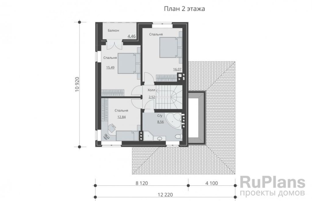 Планировка Двухэтажный дом с гаражом, подвалом и балконом Rg5192