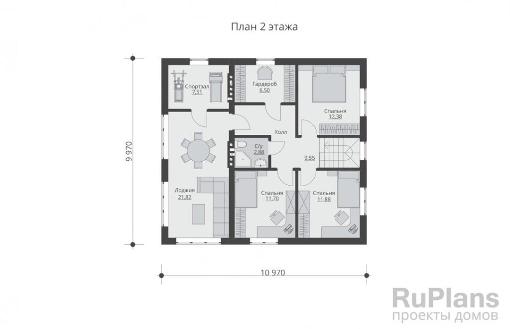 Планировка Проект двухэтажного жилого дома с террасой и гаражом Rg5462