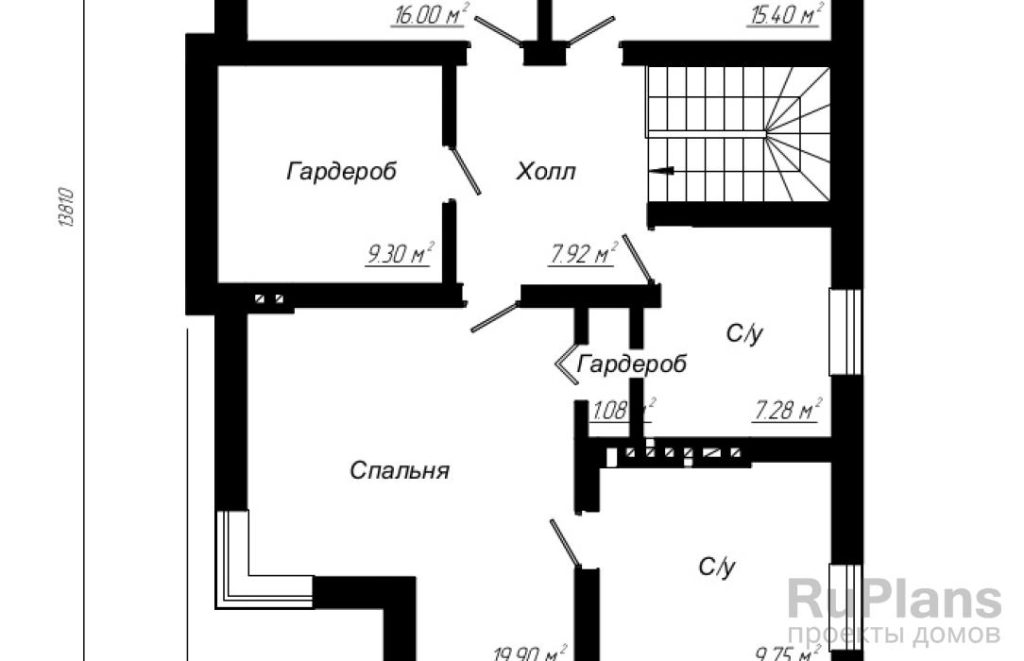 Планировка Проект двухэтажного дома с гаражом Rg3910