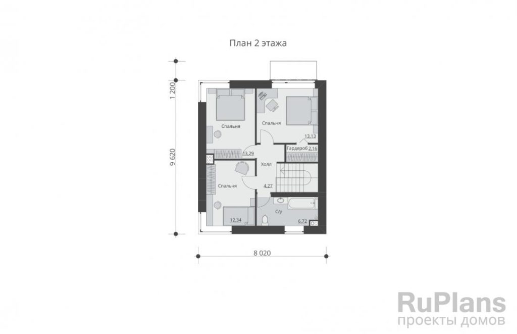 Планировка Проект двухэтажного дома с террасой Rg5515
