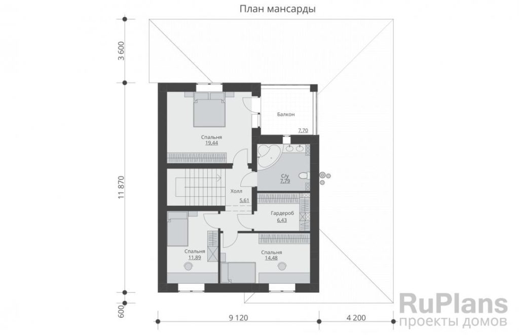 Планировка Двухэтажный дом с гаражом Rg5392