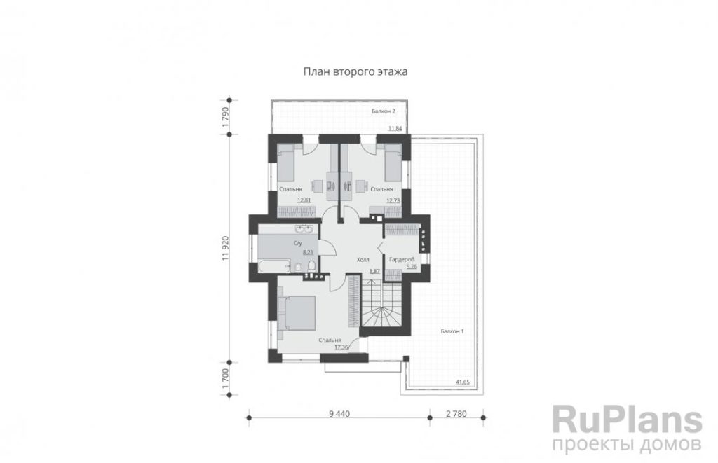 Планировка Проект двухэтажного дома с гаражом и террасой Rg4817