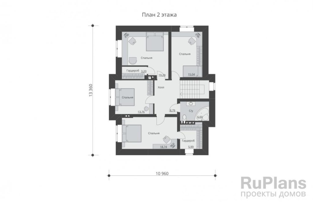 Планировка Проект двухэтажного дома с террасой Rg5425
