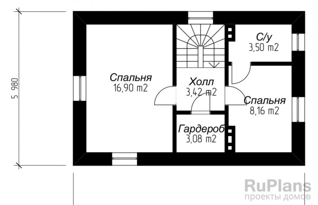 Планировка Проект компактного и экономичного двухэтажного дома Rg3720