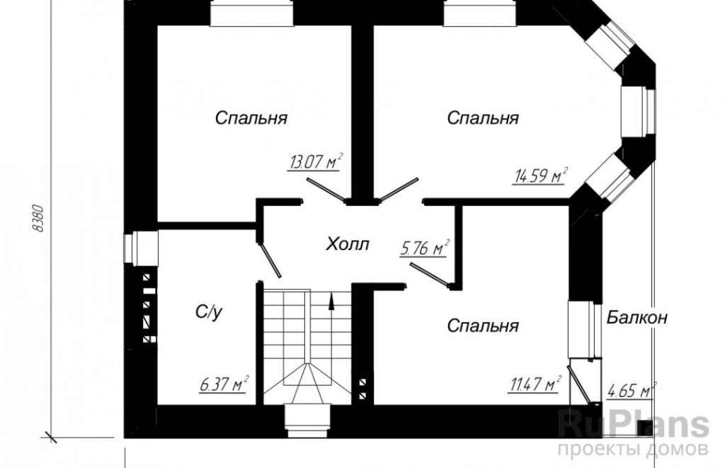 Планировка Проект двухэтажного дома с эркером Rg4824