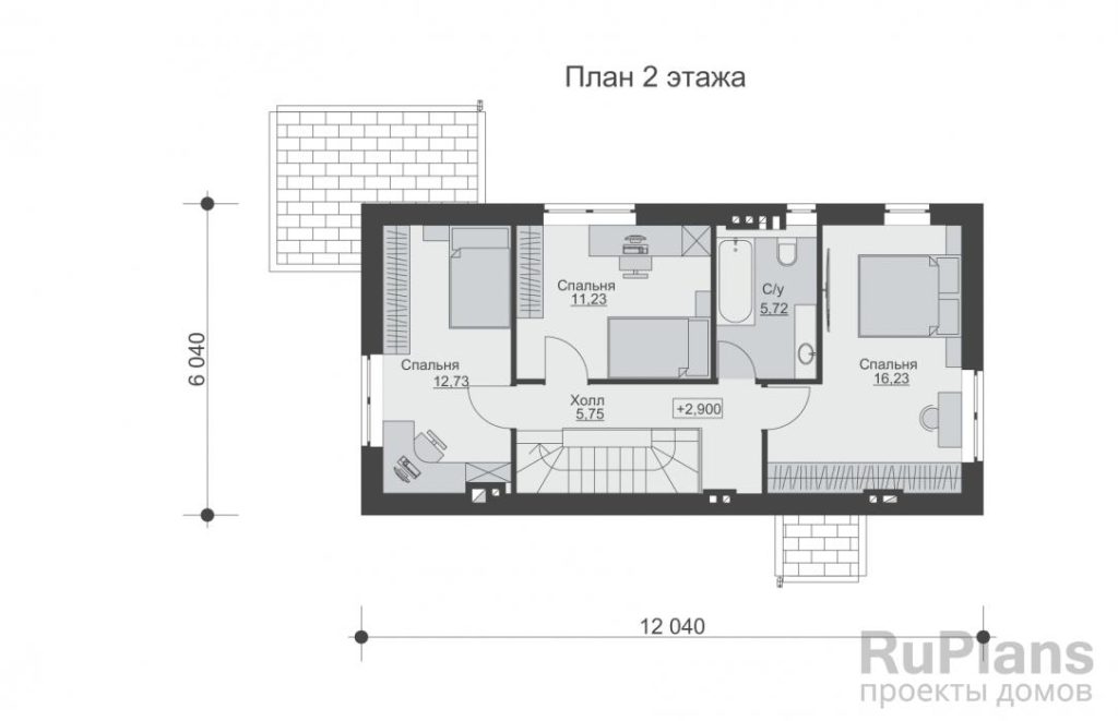 Планировка Двухэтажный дом с террасой Rg4879