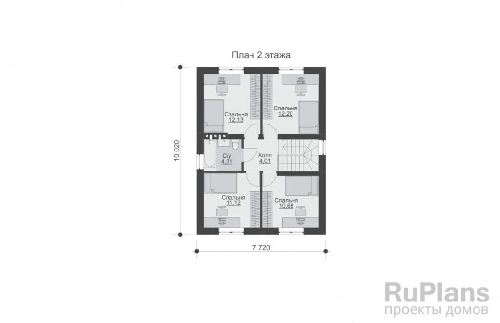 Планировка Двухэтажный жилой дом Rg5801