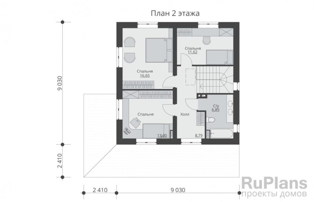 Планировка Проект двухэтажного жилого дома с террасами Rg5377