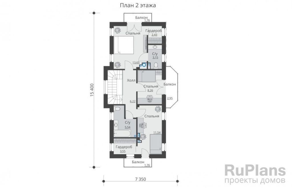 Планировка Двухэтажный жилой дом Rg5445