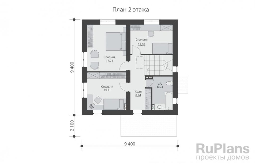 Планировка Двухэтажный жилой дом с террасой Rg5271