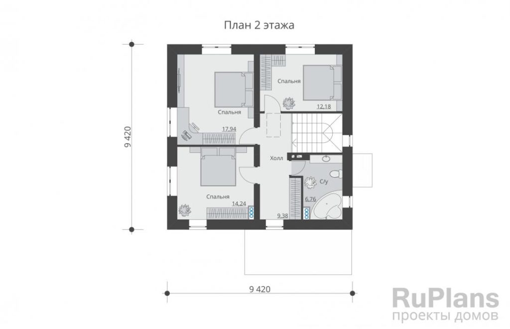 Планировка Проект индивидуального двухэтажного жилого дома с террасой Rg5407