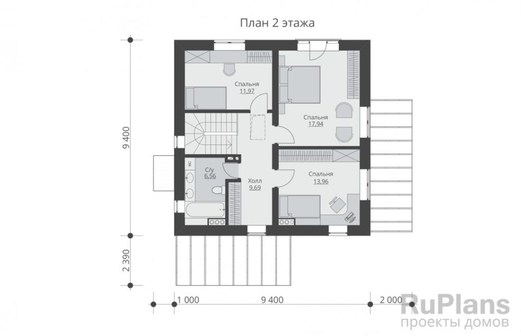 Планировка Проект двухэтажного жилого дома с террасами Rg5471