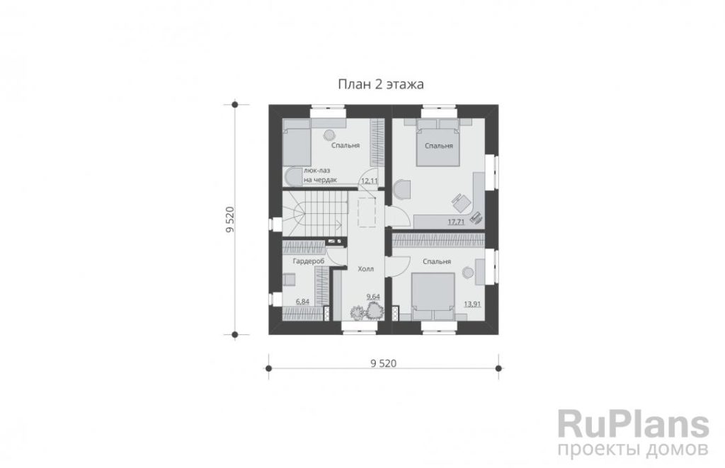 Планировка Проект двухэтажного дома Rg5448
