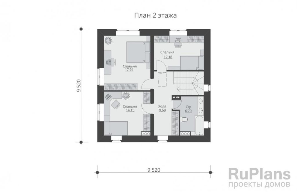 Планировка Двухэтажный жилой дом Rg5706