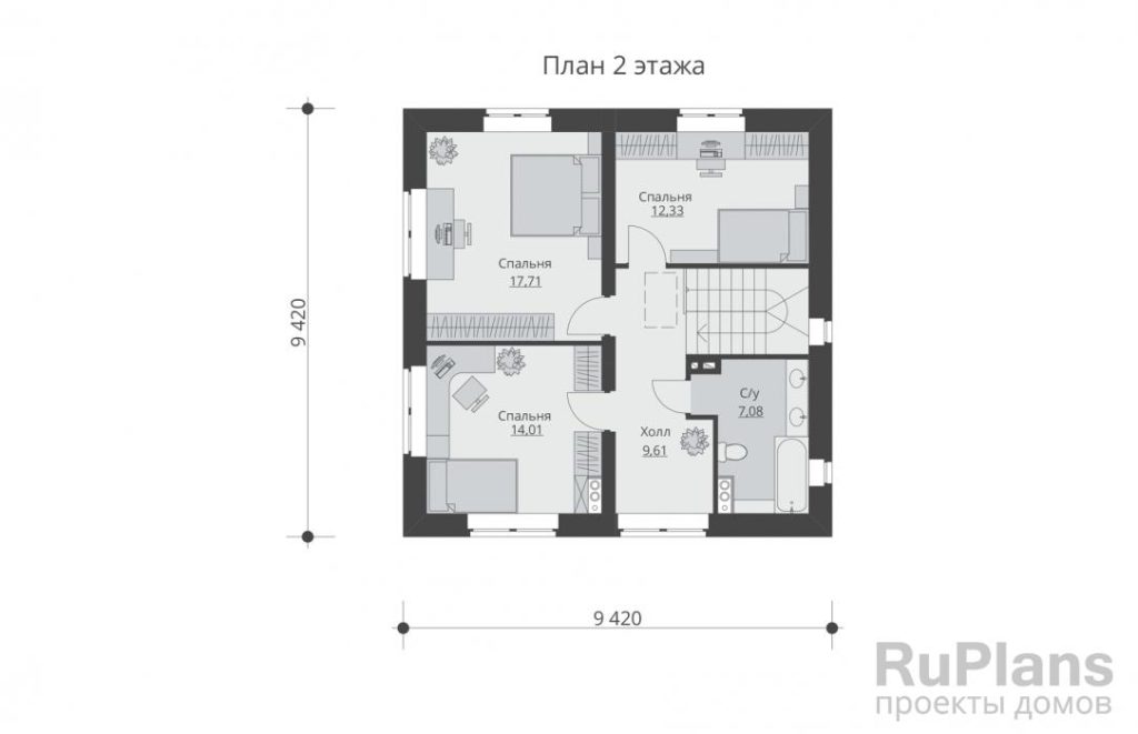 Планировка Двухэтажный жилой дом Rg5691