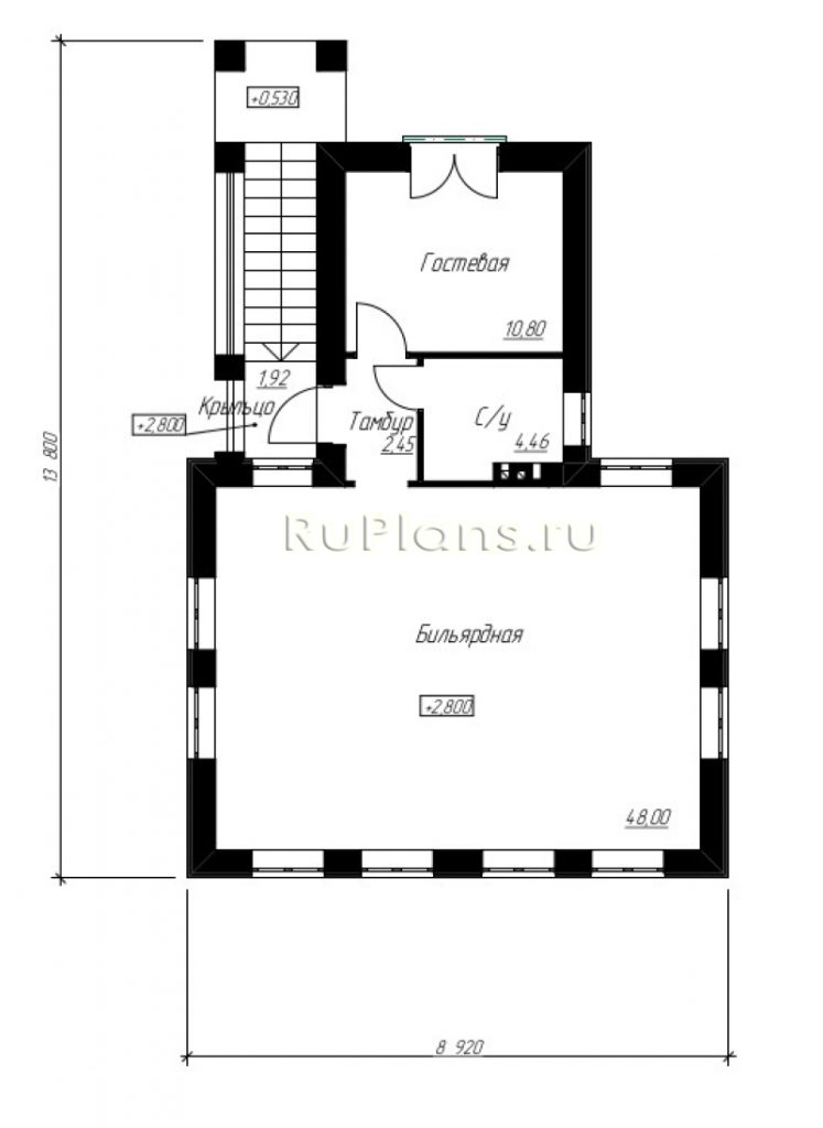 Планировка Проект нестандартного двухэтажного гостевого дома Rg4979