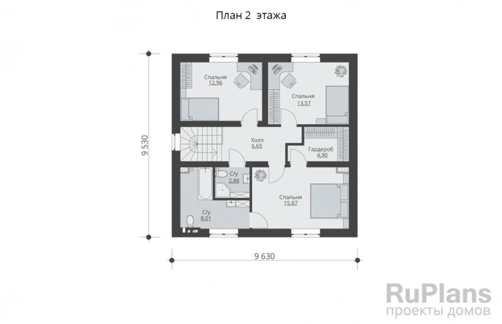 Планировка Двухэтажный дом с террасой Rg5859