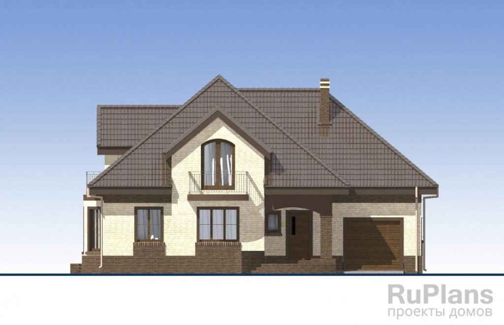 Одноэтажный жилой дом с мансардой, террасой, гаражом и балконами. Rg6173 — фото 5