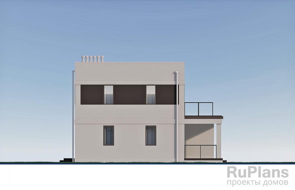 Проект двухэтажного дома с террасами, с плоской кровлей и отделкой штукатуркой Rg6095 — фото 8