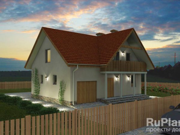 Дом с мансардой, гаражом, террасой и балконами Rg1574