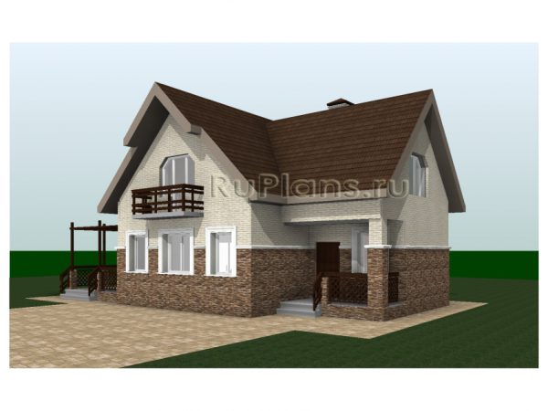 Дом с мансардой и верандой-столовой Rg3240
