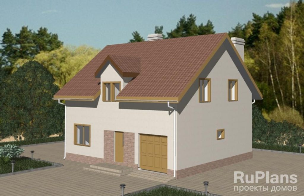 Дом с мансардой, гаражом и террасой Rg3333